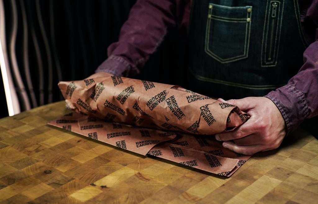 fold the brisket over 2-3 times to finish the wrap