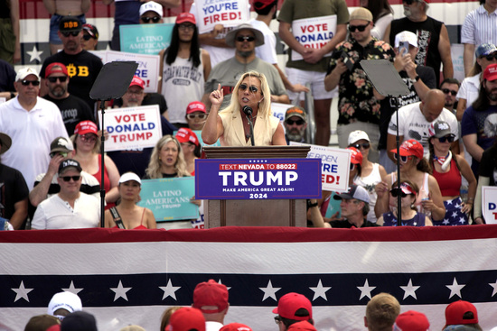 Rep. Marjorie Taylor Greene, R-Ga., speaks at a rally for Republican presidential candidate, former President Donald Trump, Sunday, June 9, 2024, in Las Vegas. (AP Photo/John Locher) Rep. Marjorie Taylor Greene, R-Ga., speaks at a rally for Republican presidential candidate, former President Donald Trump, Sunday, June 9, 2024, in Las Vegas. (AP Photo/John Locher)