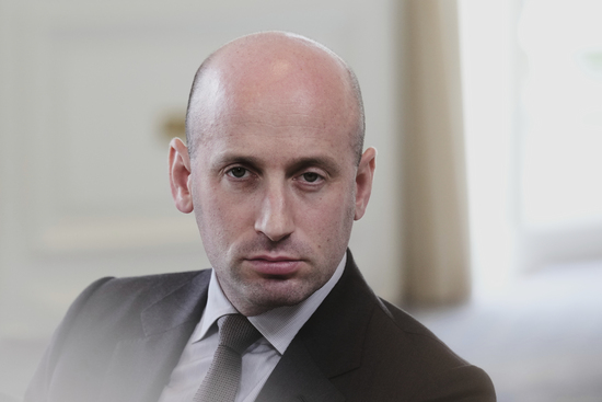 White House deputy chief of staff for policy Stephen Miller listens to President Donald Trump speak with the media during a meeting with Britain's Prime Minister Keir Starmer at the Trump Turnberry golf course in Turnberry, Scotland Monday, July 28, 2025. (AP Photo/Jacquelyn Martin) White House deputy chief of staff for policy Stephen Miller listens to President Donald Trump speak with the media during a meeting with Britain's Prime Minister Keir Starmer at the Trump Turnberry golf course in Turnberry, Scotland Monday, July 28, 2025. (AP Photo/Jacquelyn Martin)