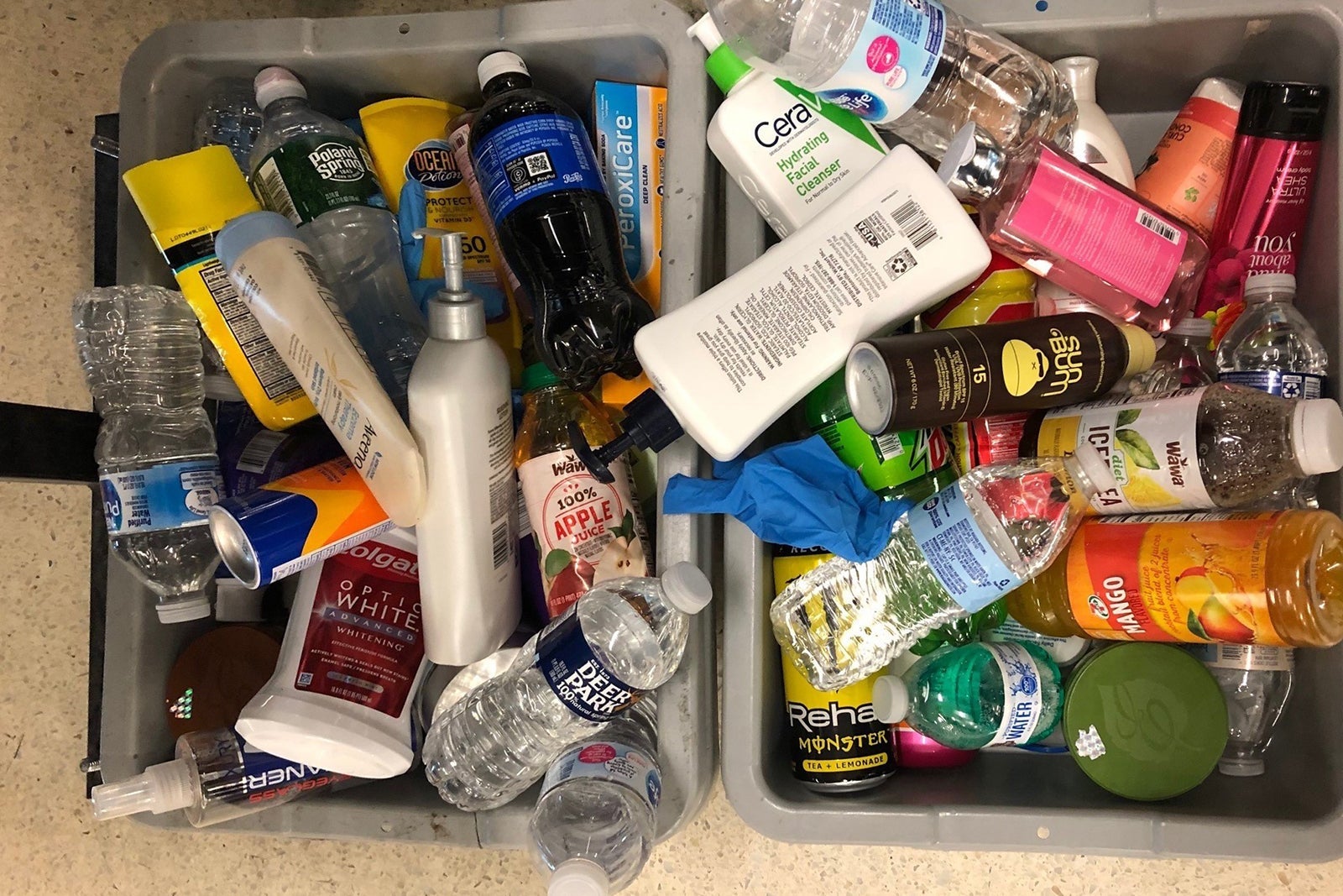 Liquids discarded by TSA at Philadelphia International Airport