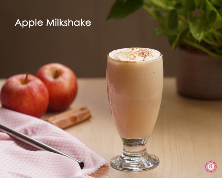 Apple milkshake with ice cream