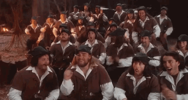 the merry men cheering 