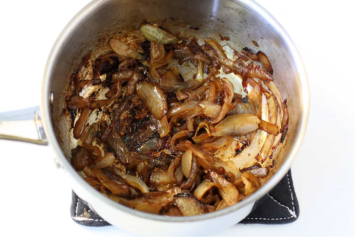 cooking onions in pan