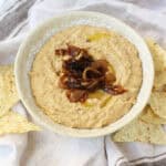 creamy white bean dip with caramelized onions