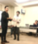 Melbourne Magician Richard Vegas with a volunteer at his magic lecture at the TAMC in Tokyo, Japan.