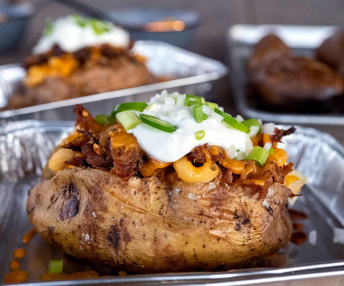 Loaded Baked Potato on a Grill