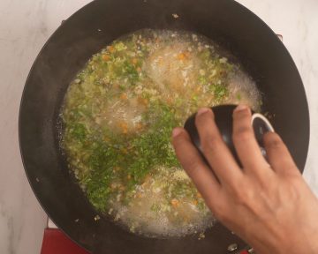 add coriander to the soup