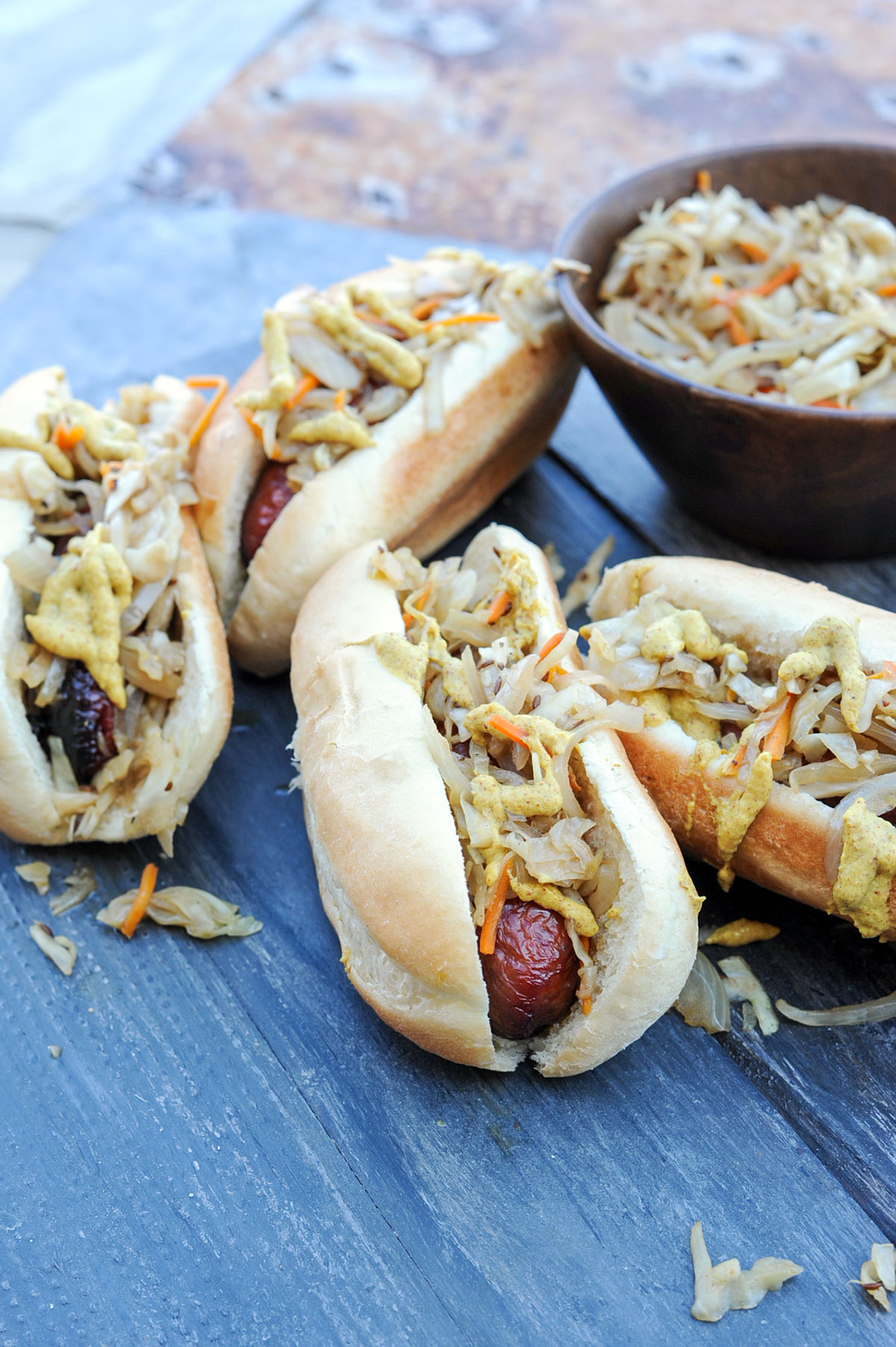 Smoked Bratwursts with Beer-Braised Cabbage and Onions