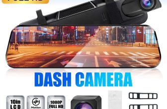 4K 10″ Car Dash Camera Front and Rear View Mirror Reverse Camera DVR HD Dual Len
