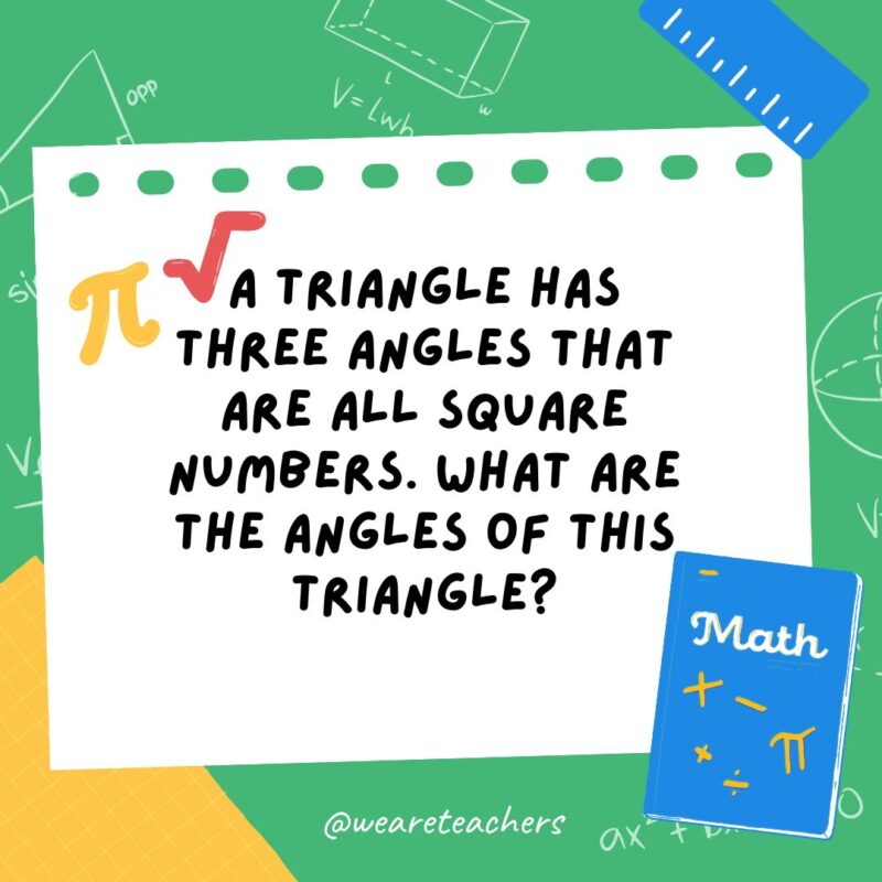 A triangle has three angles that are all square numbers. What are the angles of this triangle?