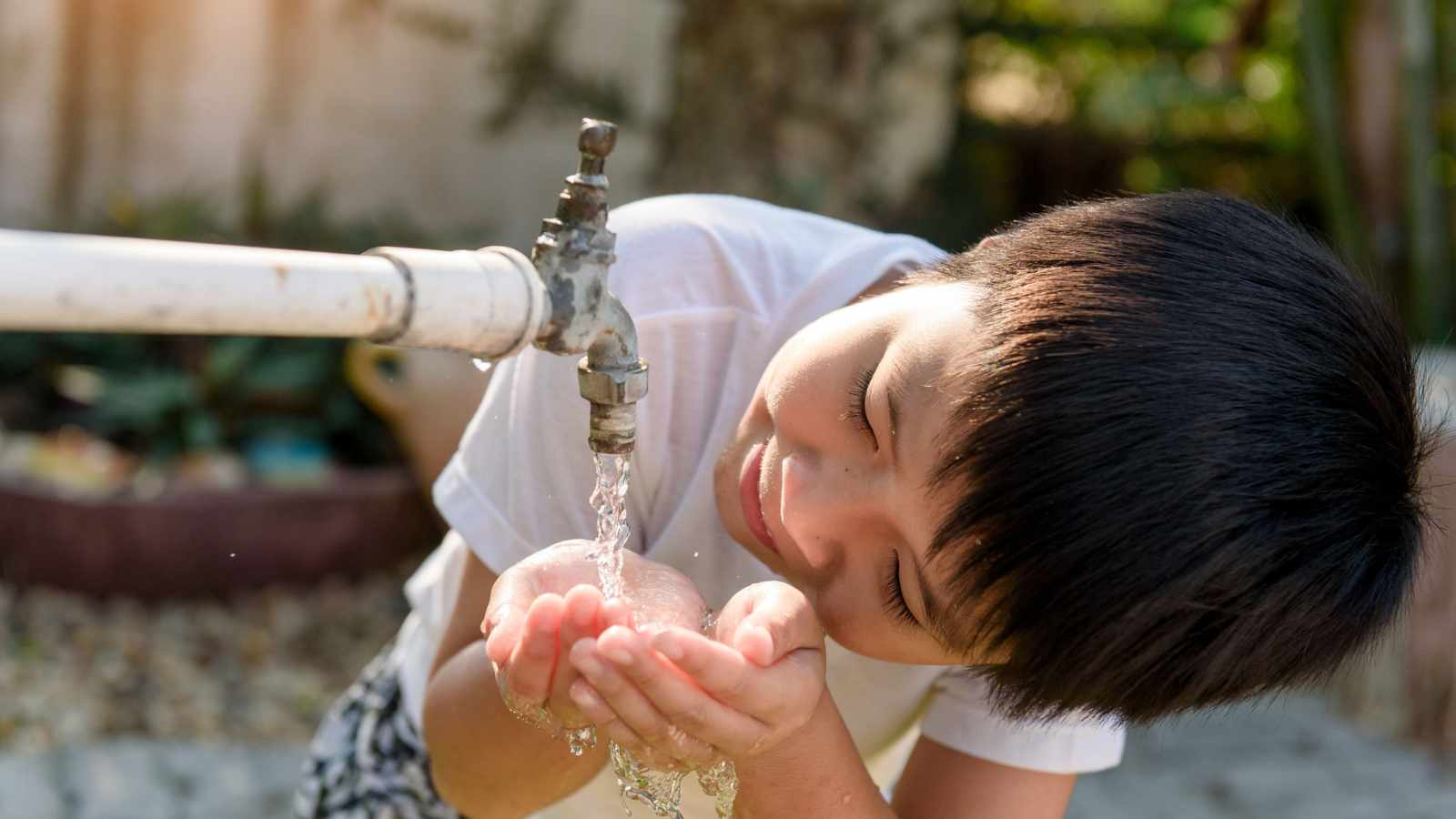 Drinking water straight from the tap