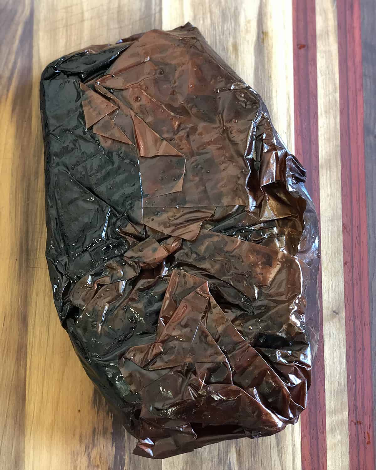 Brisket wrapped in butcher paper