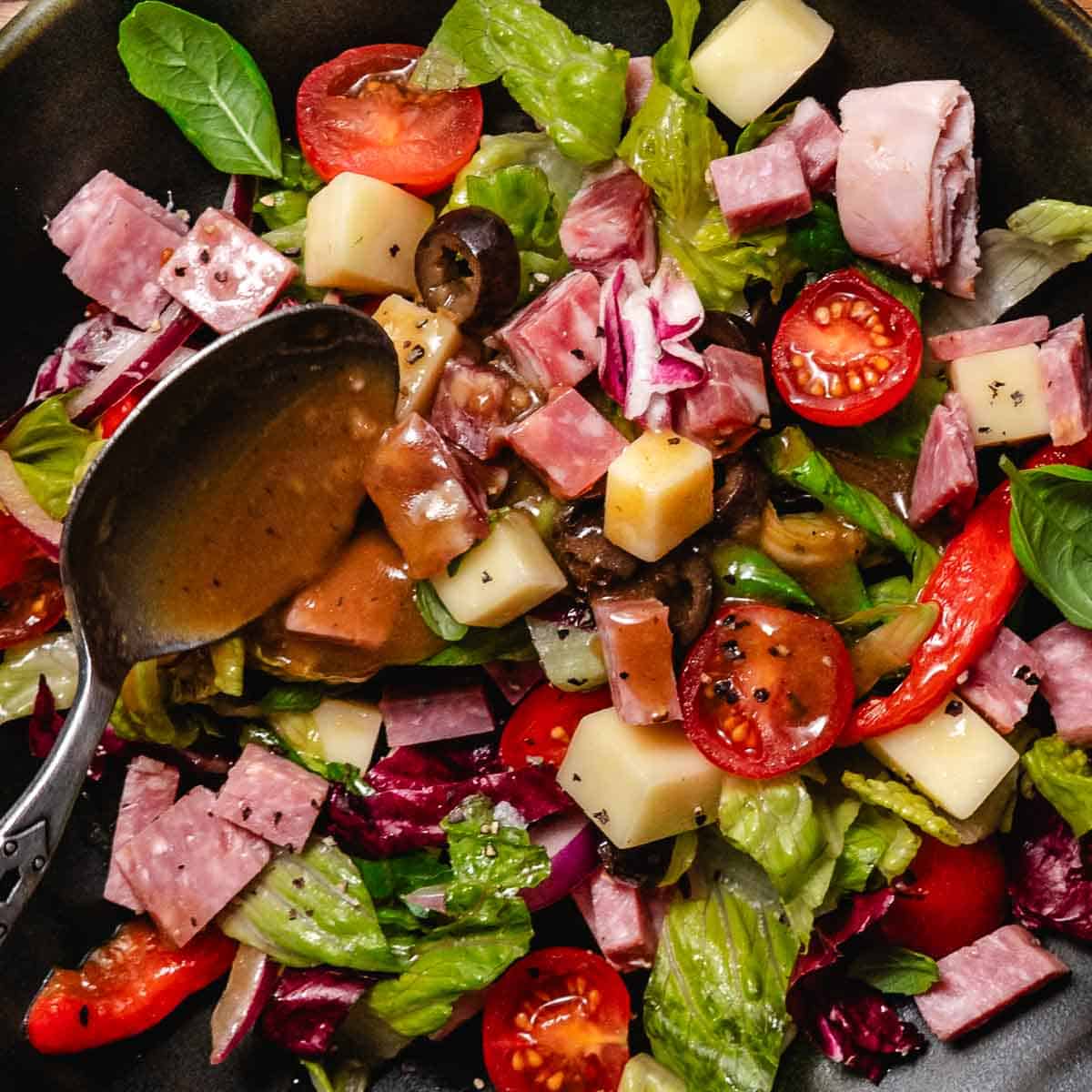 chopped Italian Antipasto Salad with balsamic vinaigrette