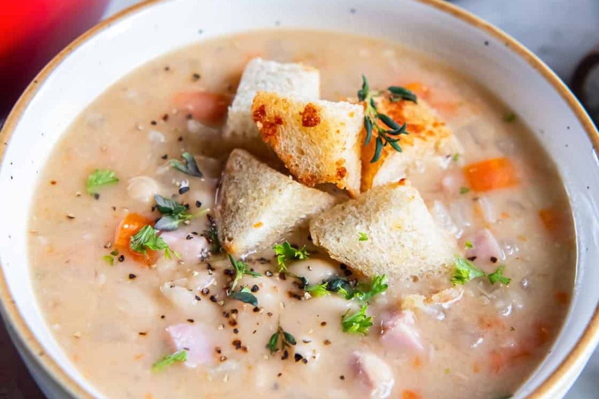 Easy white bean and ham soup from Valerie's Kitchen. 