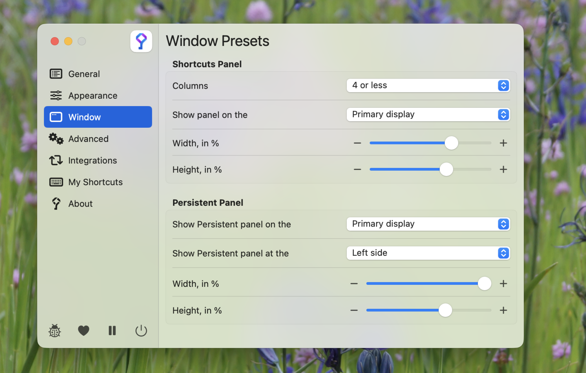 The settings menu for KeyClu