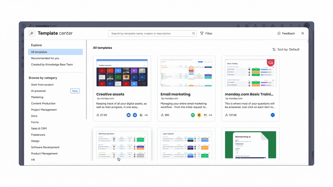 monday.com - Template Center