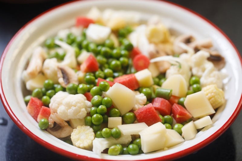 Colorful mixed vegetables in bowl