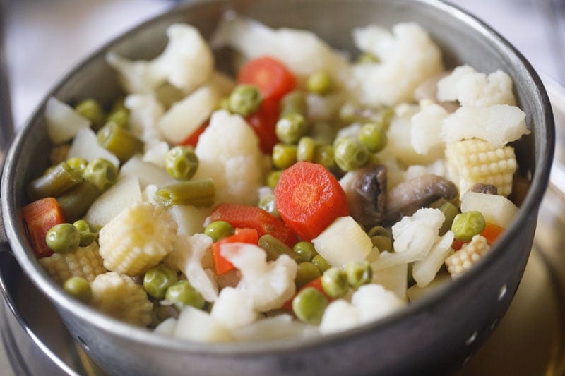 Colorful mixed vegetable medley dish