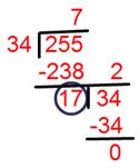 H.C.F. of 34 and 255 H.C.F. of 34 and 255