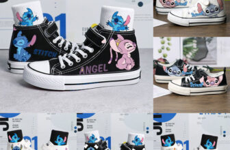 Kids Boys Girls Stitch Canvas Trainers Shoes Low High Top Lace Up Casual Sneaker