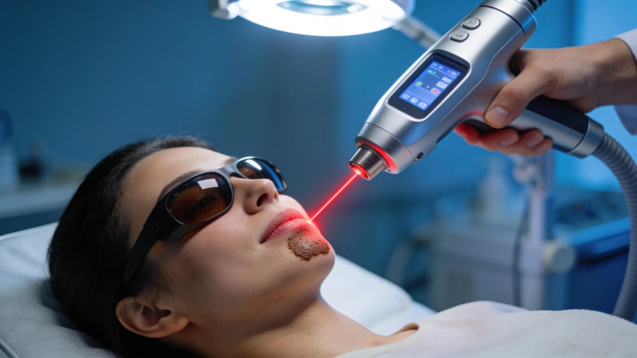 Laser therapy targeting hyperpigmentation on skin