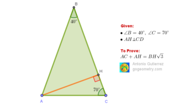 Isosceles Triangle, 40-70 Degrees, Altitude, Segment Identity