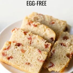 Cherry cake slices with text layovers.