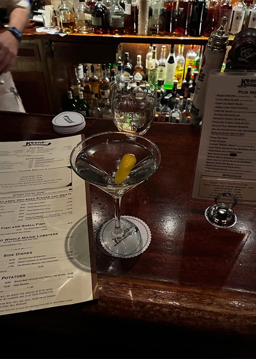 Keens Steakhouse is one of the best places for a burger and a Martini in NYC.