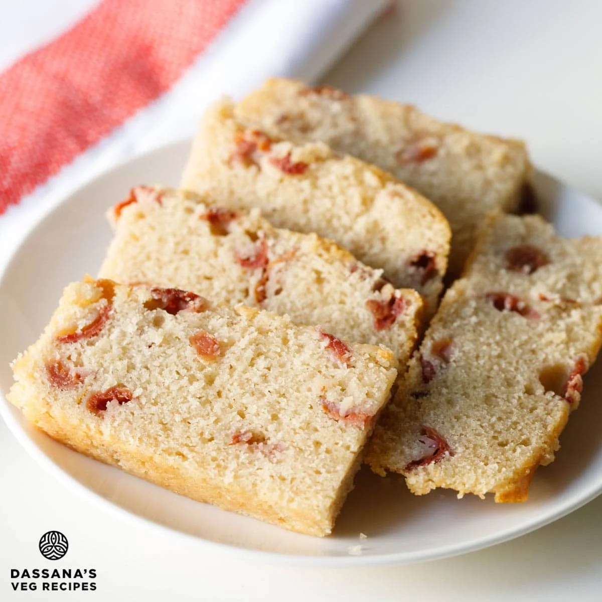 Neat slices of cherry cake.
