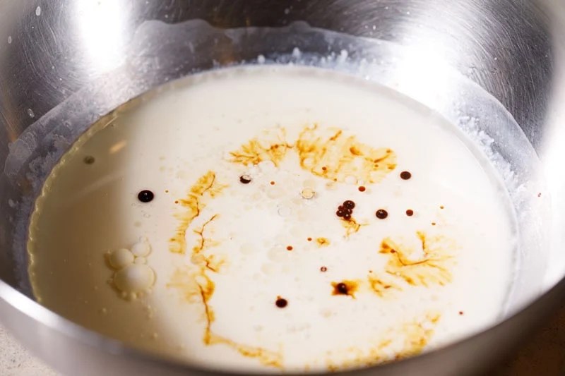 Vanilla extract added to buttermilk made with milk and vinegar.