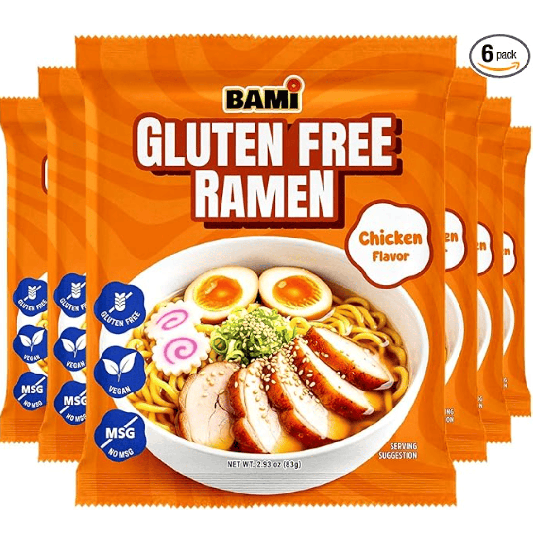 BAMi gluten free chicken ramen noodles packets.