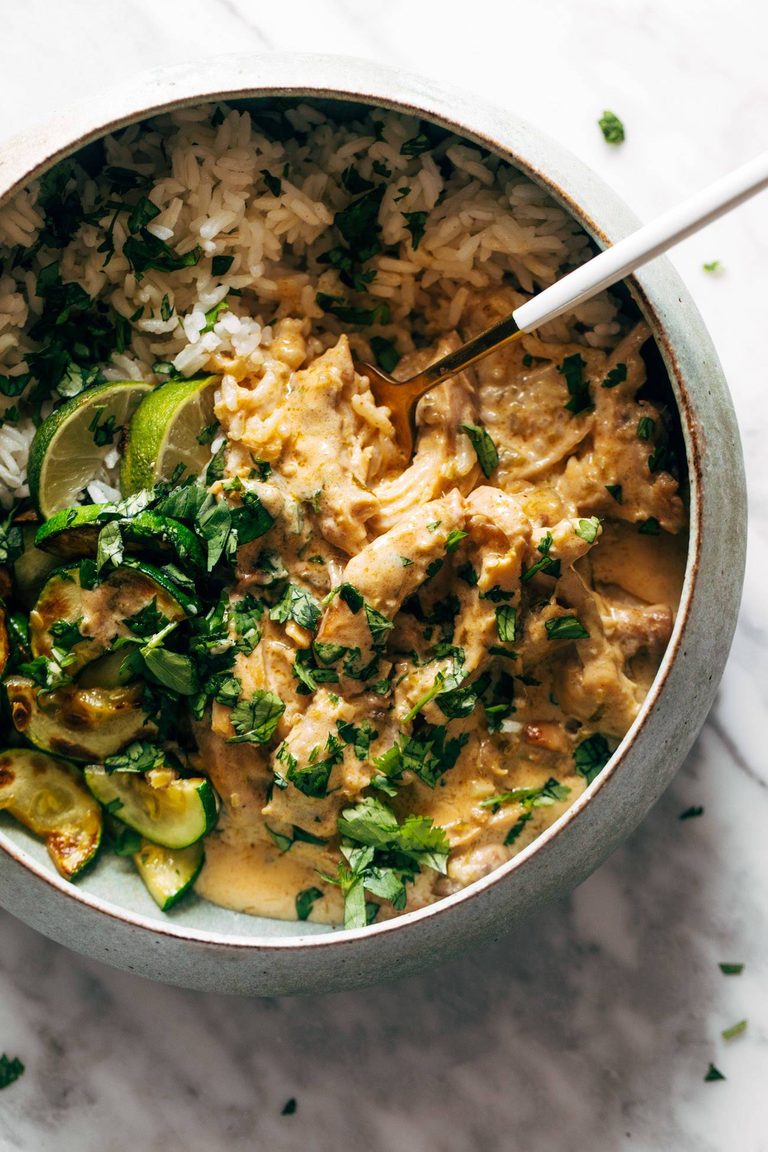 Lemongrass chicken with rice and zucchini.