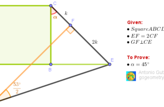 1, Perpendicularity, 53/2 Degrees, Prove Angle 45 Degrees, Synthetic Geometry.