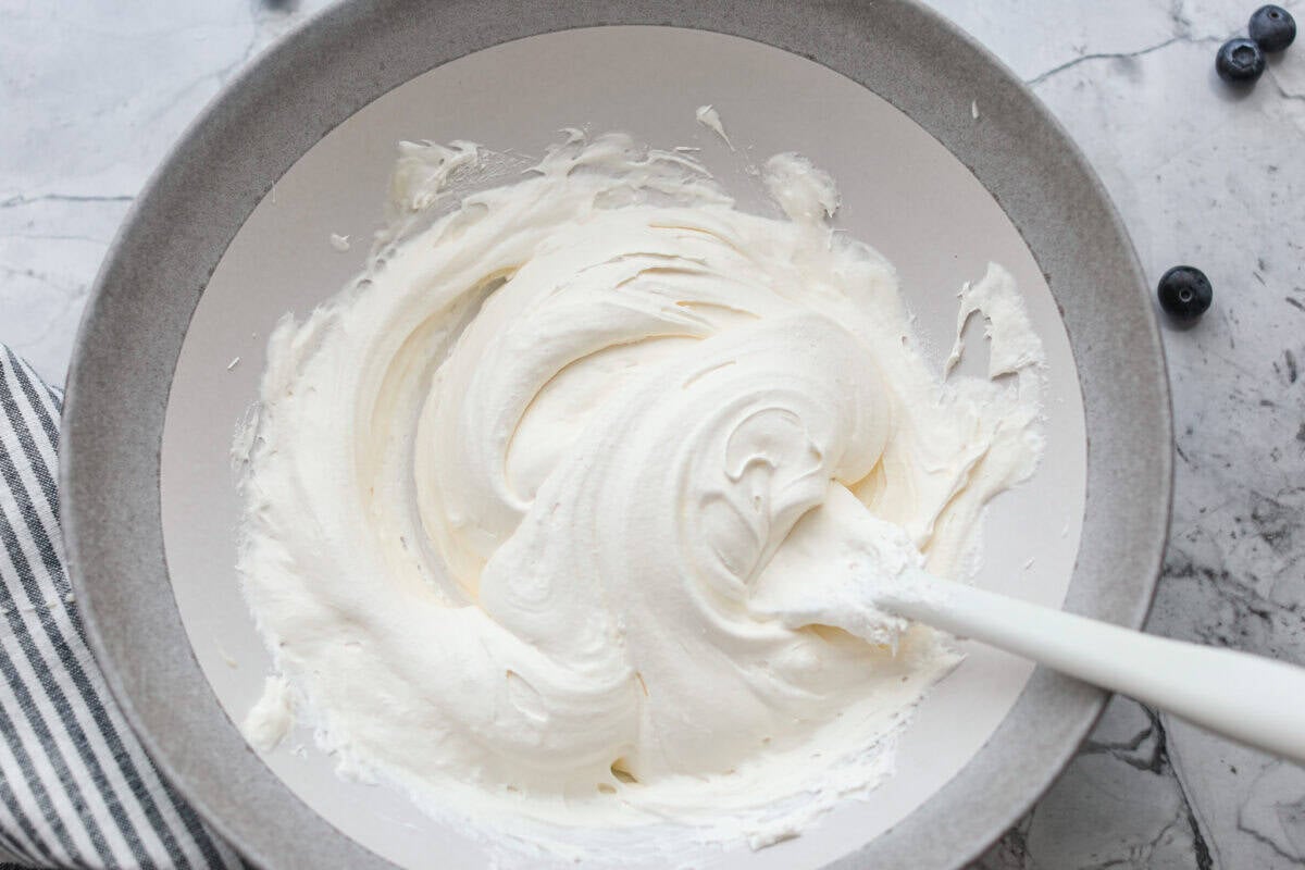 Sweetened condensed milk and whipped topping mixed together. 
