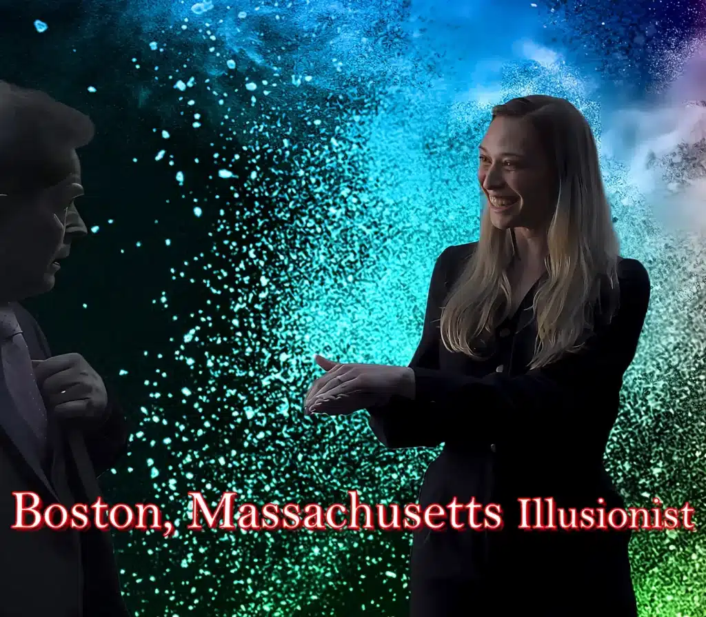 The Magic of Joe Ferranti Boston Massachusetts magician Joe Ferranti performs a little mind reading for a young lady Her delighted expression says it all