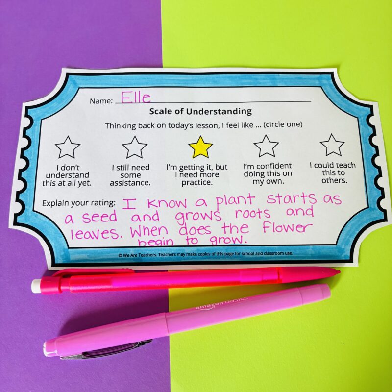 Exit Tickets an image of an exit ticket that teachers can use to assess student learning