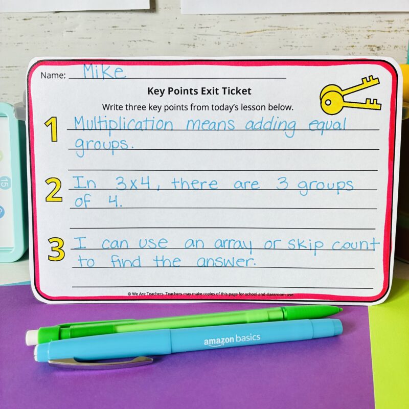Exit Tickets an image of an exit ticket that teachers can use to assess student learning