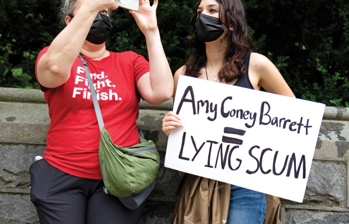 A protest in Washington, D.C., sparked by a leaked draft opinion indicating that the Supreme Court was soon to overturn Roe v. Wade, May 14, 2022.  (Tom Williams / CQ-Roll Call / Getty)