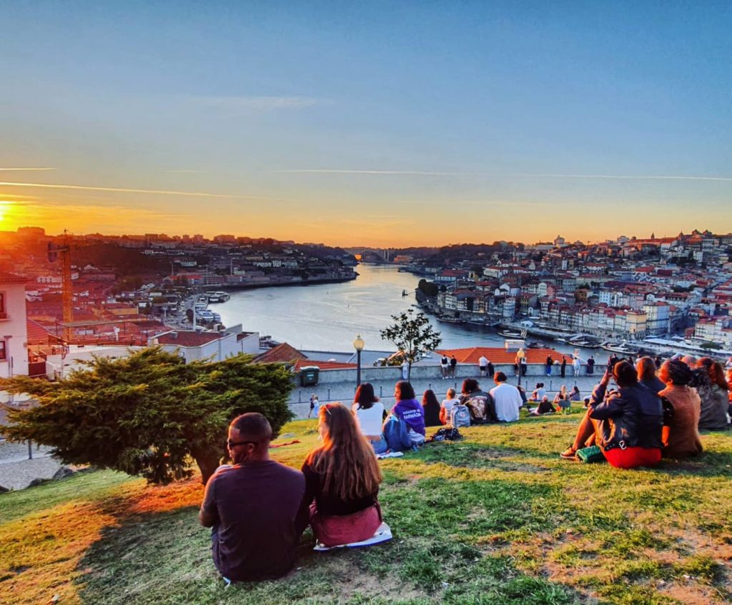 sunset over porto portugal