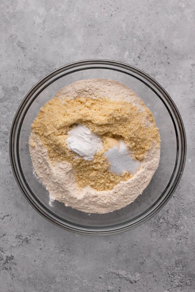Easy Gluten Free Linzer Cookies dry ingredients in a bowl