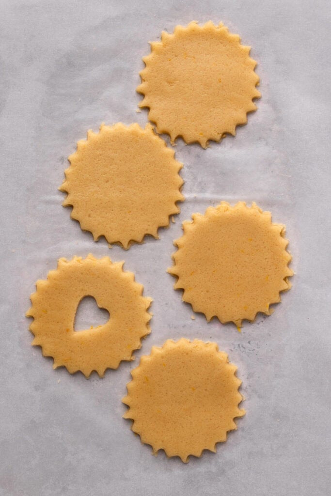 Easy Gluten Free Linzer Cookies dough cut before being baked