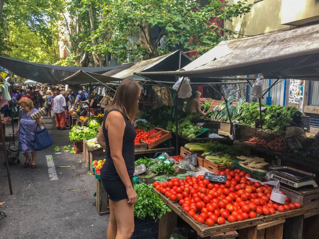 shopping at a local market in uruguay