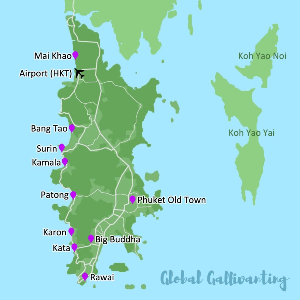 Map of Phuket beaches