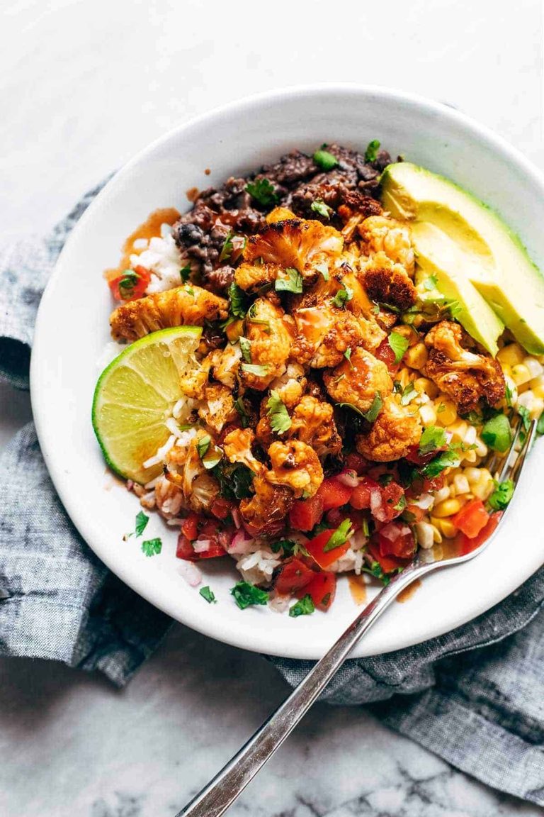 Roasted cauliflower burrito bowl.