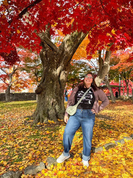 Amanda with fall colors in Japan