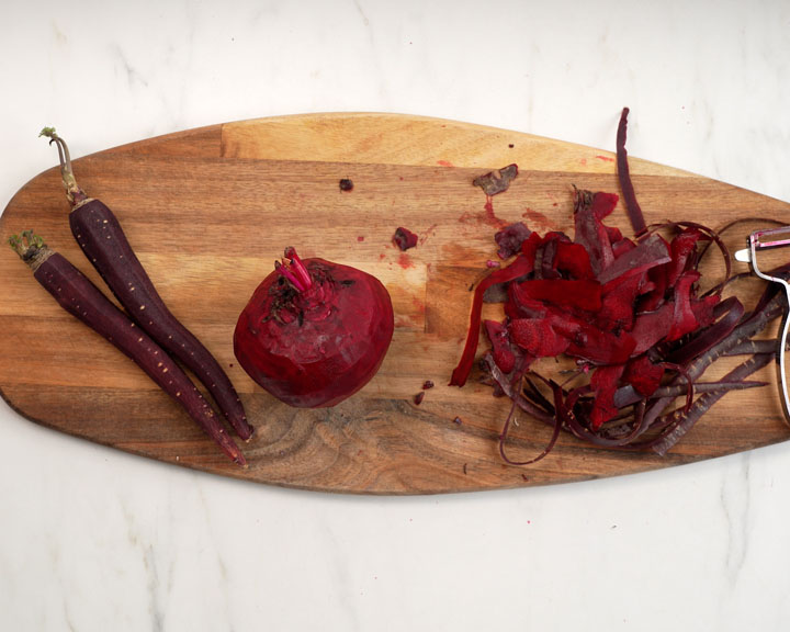 Peel carrot beetroot