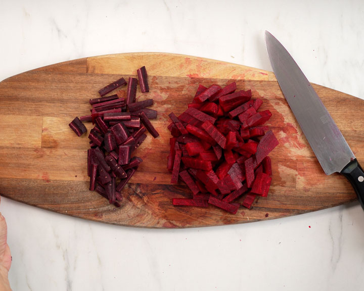 chopped kali gajar beetroot