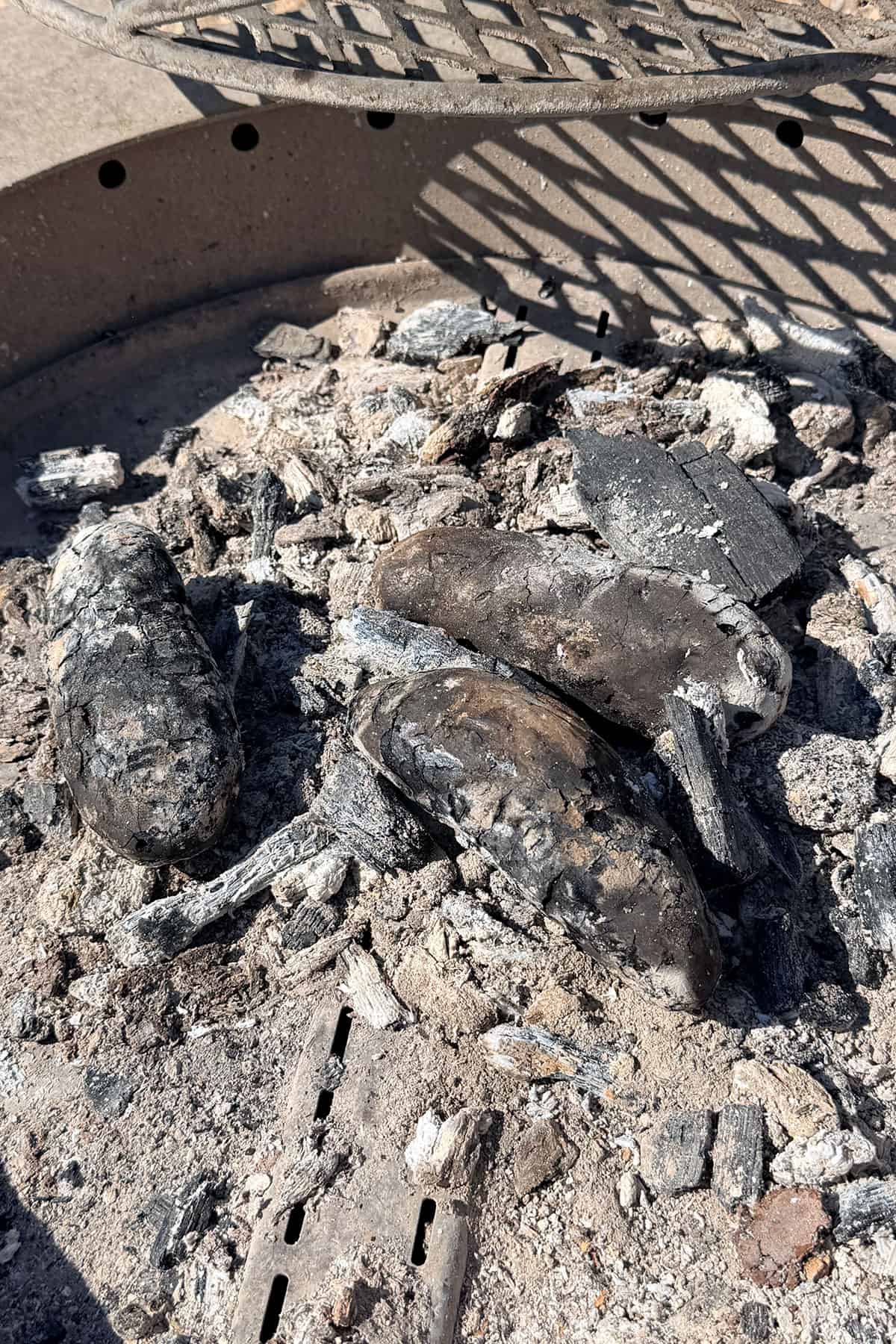 potatoes cooked on charcoal.