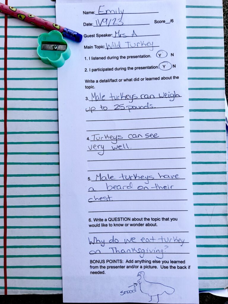 exit ticket six questions An exit ticket on which a student has listed 6 important things from the lesson