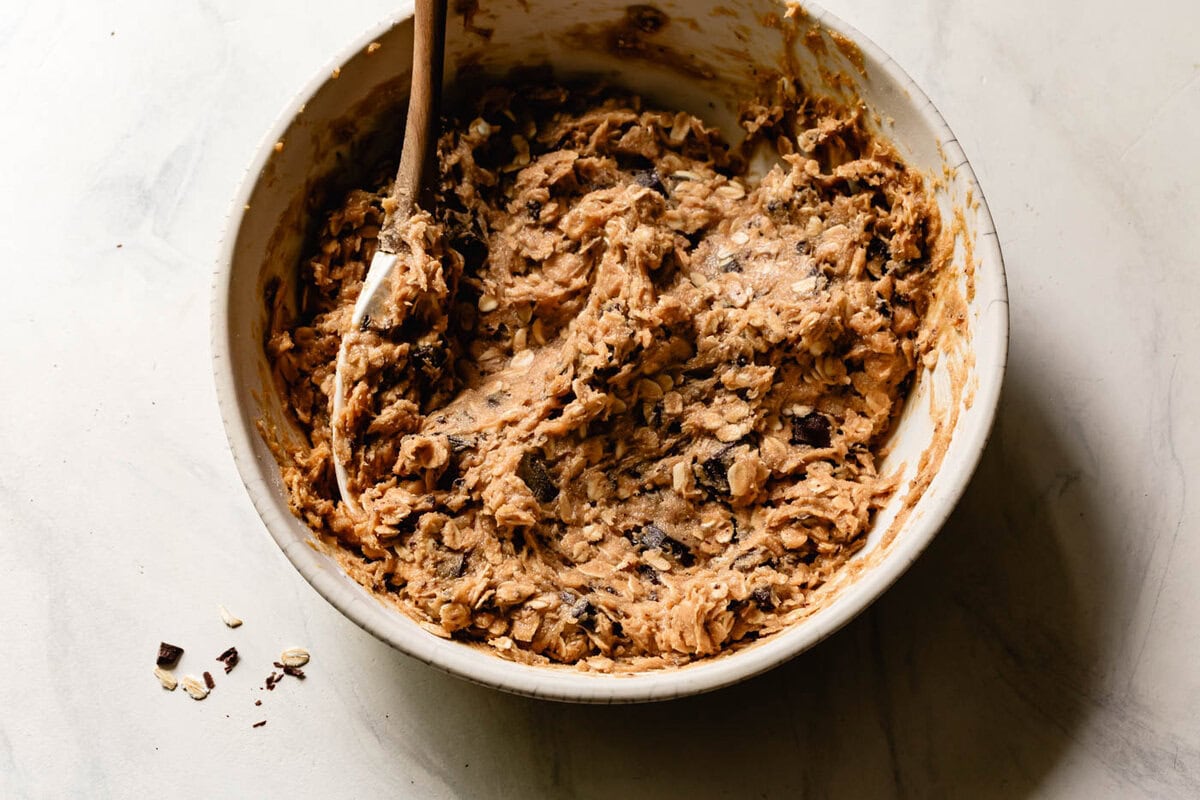 cookie dough sitting at room temperature to thicken